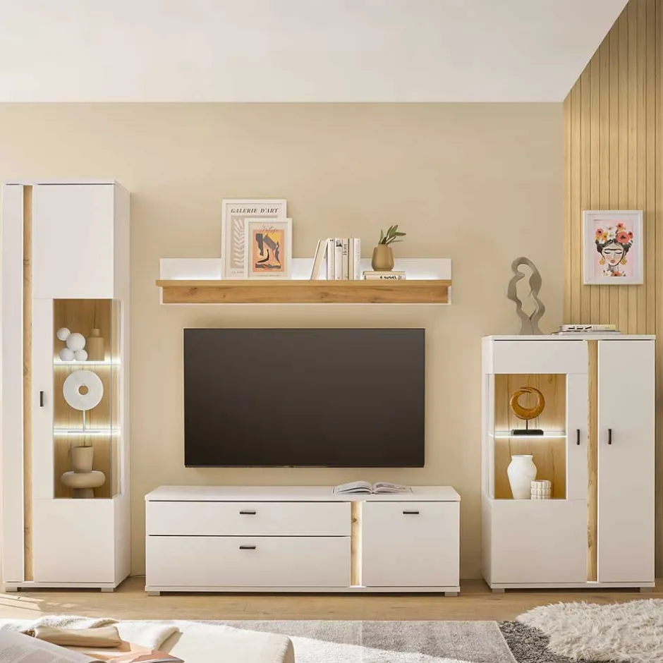 Designer Wohnwand mit LED Beleuchtung - Racelyn (vierteilig)^Wohnen Sale