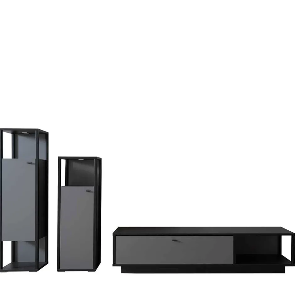 Wohnen Designer-Wohnwand Möbel in Grau - Ridona (dreiteilig)