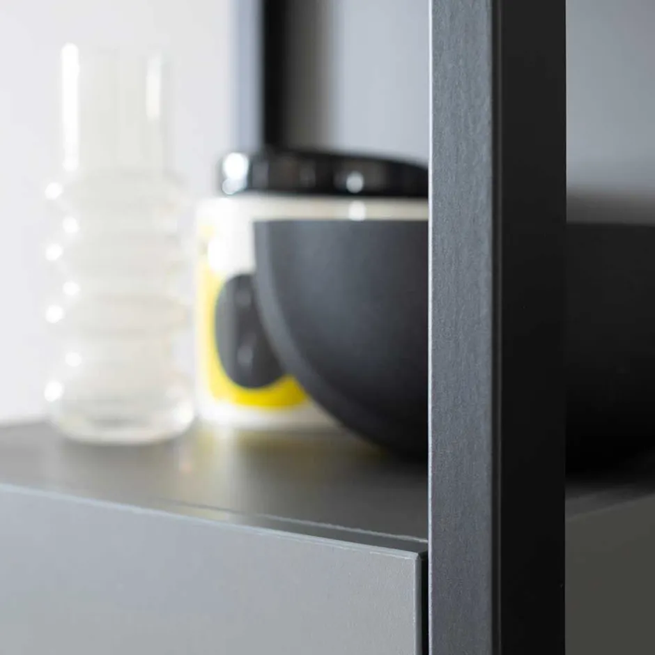 Wohnen Designer-Wohnwand Möbel in Grau - Ridona (dreiteilig)