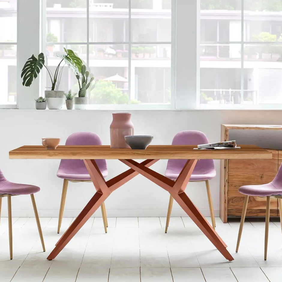 Wohnen Design-Esstisch aus Altholz Teak - Canarie