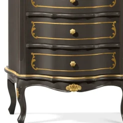 Wohnen Design-Hochkommode in Dunkelbraun und Gold - Numrek