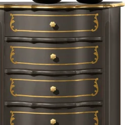 Wohnen Design-Hochkommode in Dunkelbraun und Gold - Numrek