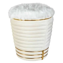 Designhocker in Cremeweiß Samtvelours - Ganuhr^Wohnen Hot