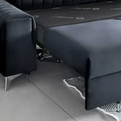 Wohnen Design-Schlafsofa in Blauschwarz Samt - Harvests
