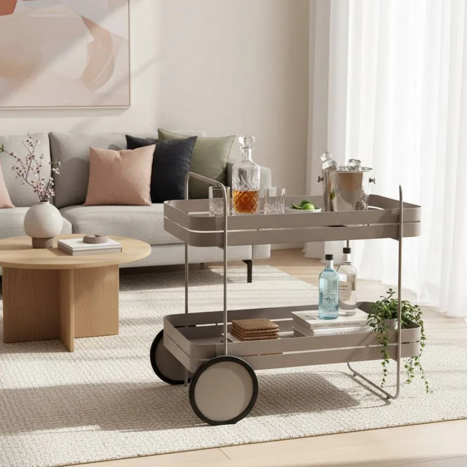 Wohnen Design-Servierwagen in Taupe - Gicanta