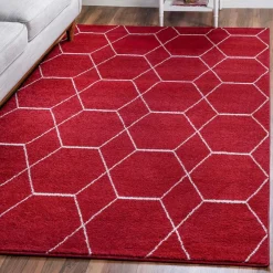 Wohnen Designteppich in Rot und Creme - Kermita