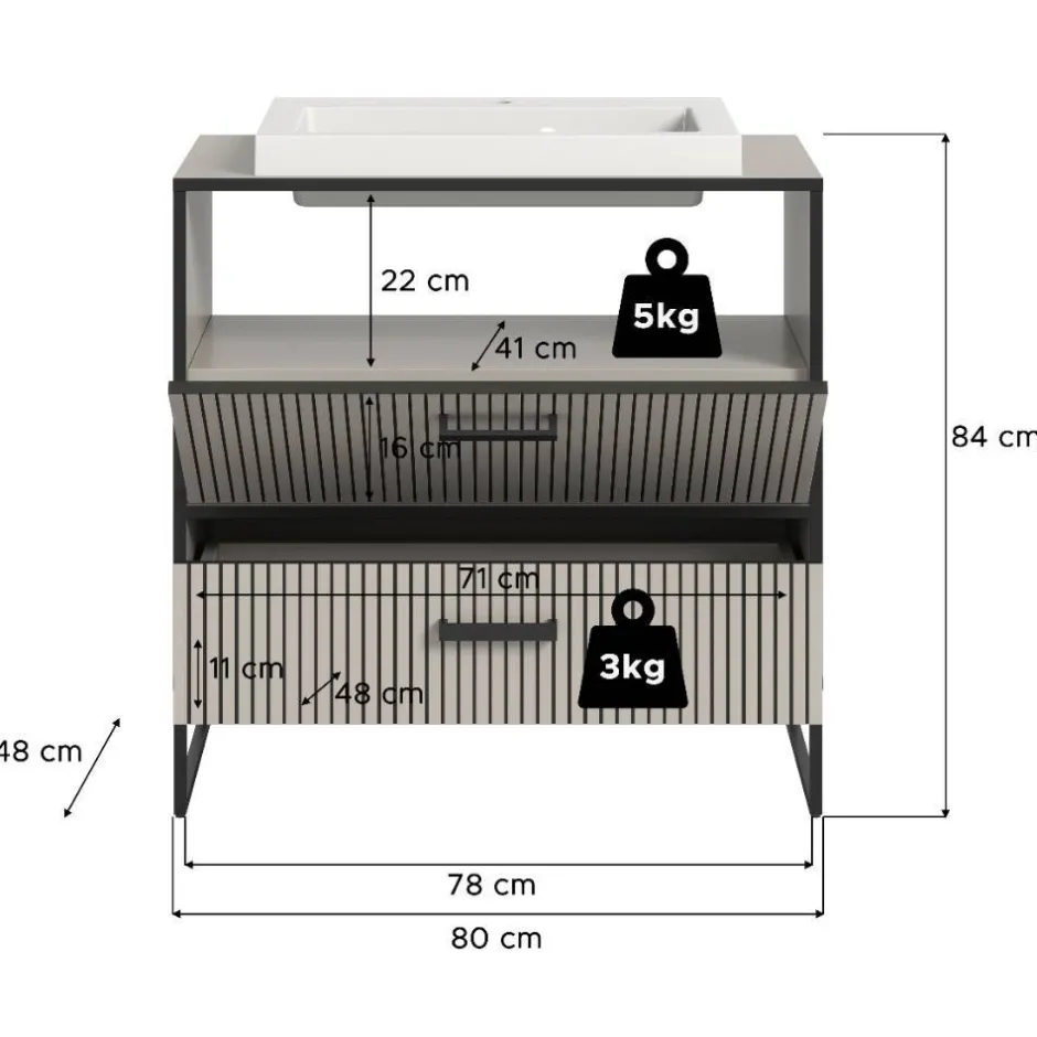 Design-Waschtisch mit Aufsatzwaschbecken - Xena^Wohnen Online