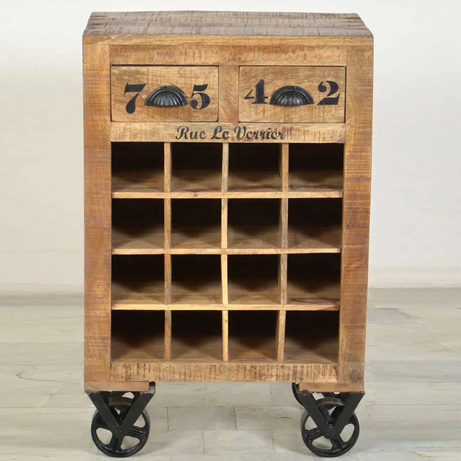 Wohnen Design-Weinregal Indri aus Mangoholz