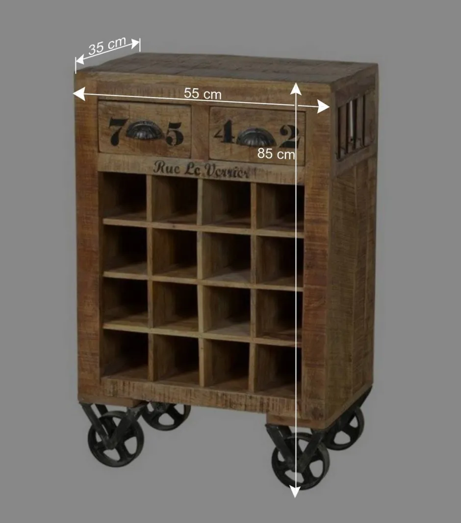 Wohnen Design-Weinregal Indri aus Mangoholz