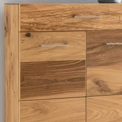 Wohnen Dielen Set mit Balkeneiche Furnier & Spiegel Macusos & Glas Anthrazit (vierteilig)