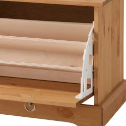 Dielenbank mit Schuhklappe aus Massivholz - Edranov^Wohnen New