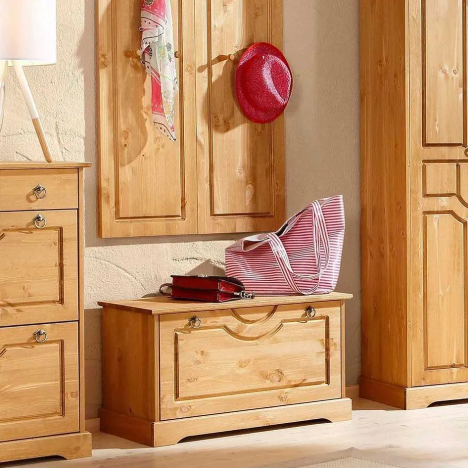 Dielenbank mit Schuhklappe aus Massivholz - Edranov^Wohnen New