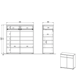 Wohnen Dielenmöbel Set in Dekor Wildeiche - Orsecca (vierteilig)
