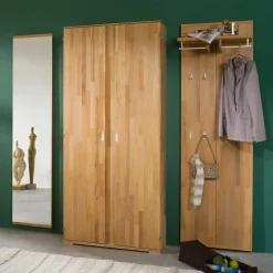 Wohnen Dielenmöbel Set Wislama aus Kernbuche Massivholz (dreiteilig)