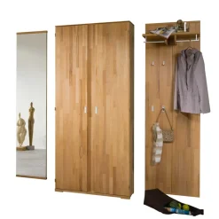 Wohnen Dielenmöbel Set Wislama aus Kernbuche Massivholz (dreiteilig)