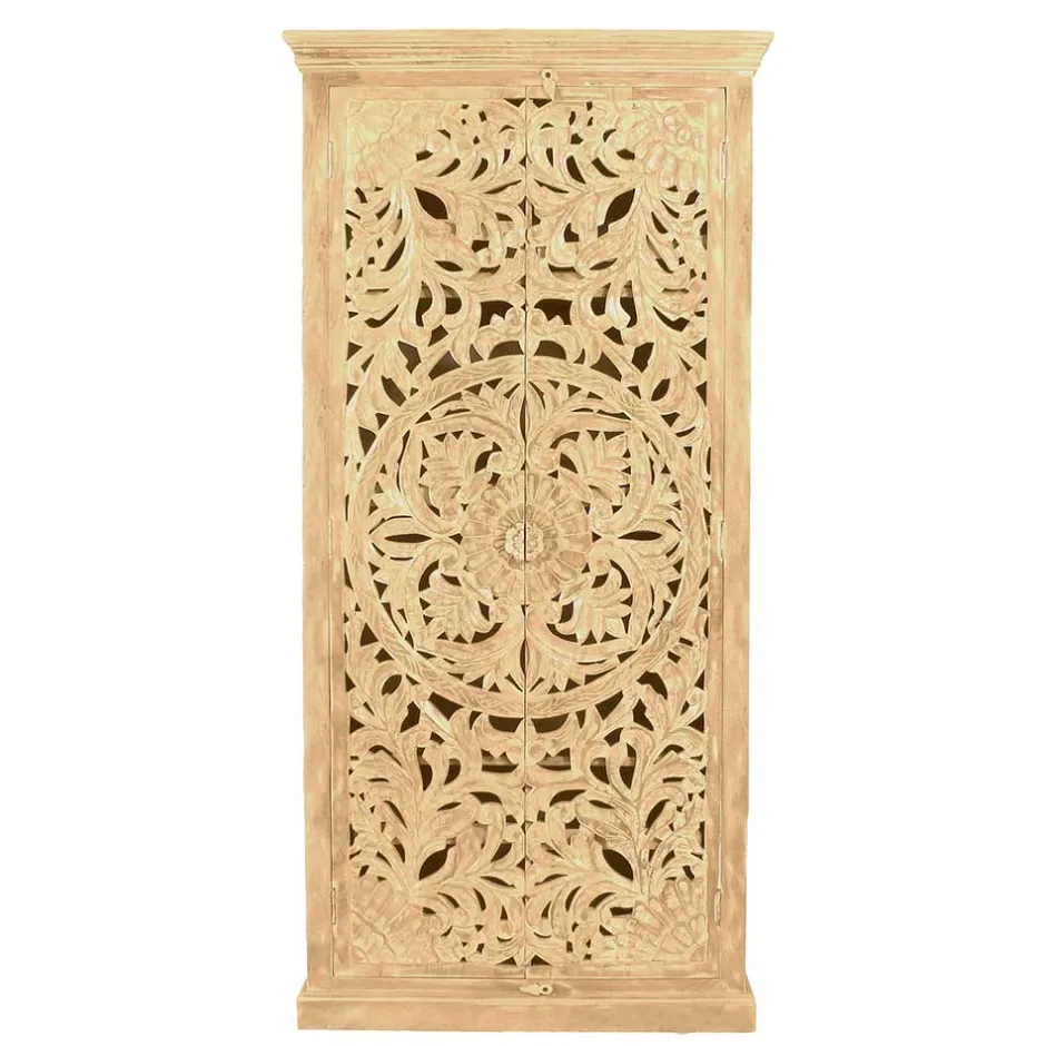 Wohnen Dielenschrank in Sandfarben Mangoholz - Runiasa