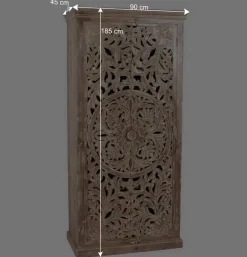 Wohnen Dielenschrank in Sandfarben Mangoholz - Runiasa