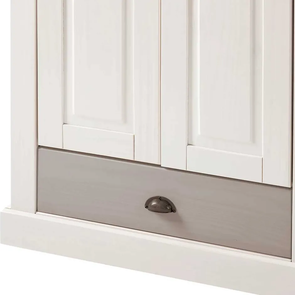 Dielenschrank in Weiß mit Grau - Lucasario^Wohnen Discount