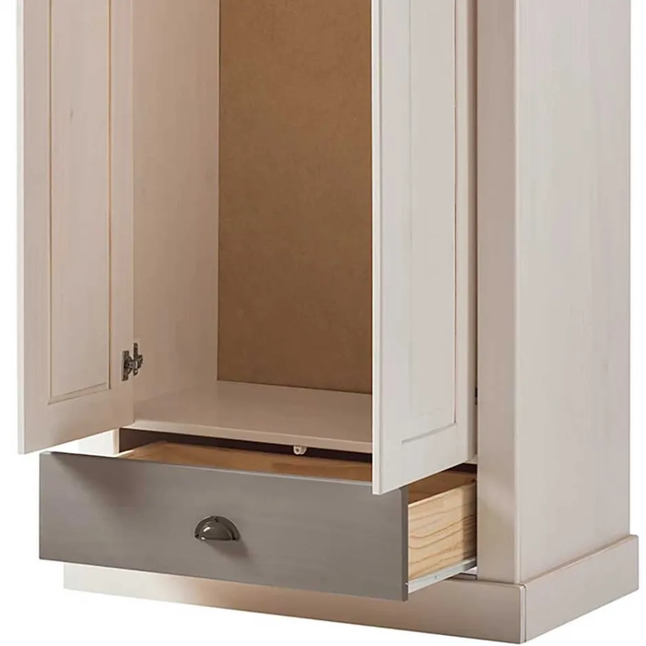 Dielenschrank in Weiß mit Grau - Lucasario^Wohnen Discount