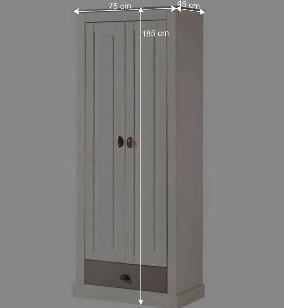 Dielenschrank in Weiß mit Grau - Lucasario^Wohnen Discount