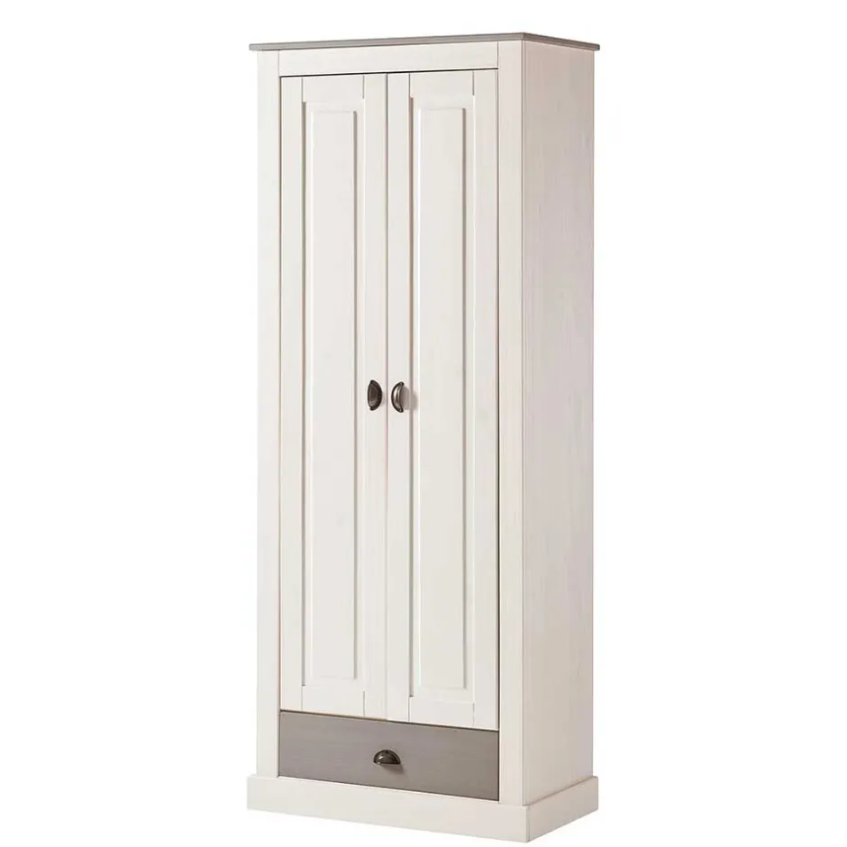 Dielenschrank in Weiß mit Grau - Lucasario^Wohnen Discount