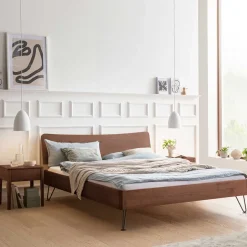 Doppelbett aus Nussbaum mit Stahlfüßen - Gedessa^Wohnen Clearance