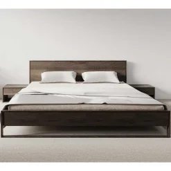 Wohnen Doppelbett Bettgestell aus Eiche in Braun - Vasteca