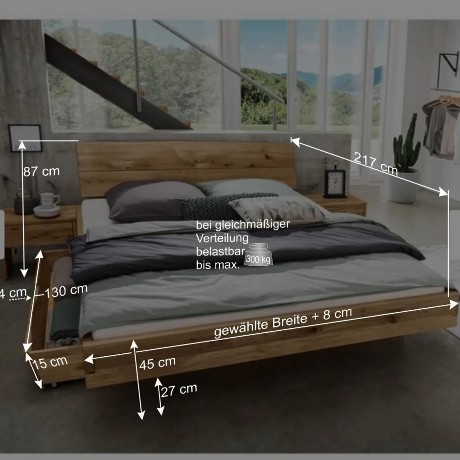 Wohnen Doppelbett mit Nachtkonsolen Set - Aryvano (dreiteilig)
