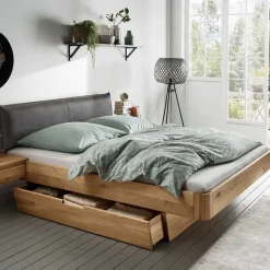 Doppelbett mit zwei Bettkästen aus Wildeiche - Zennian^Wohnen New