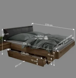 Doppelbett mit zwei Bettkästen aus Wildeiche - Zennian^Wohnen New