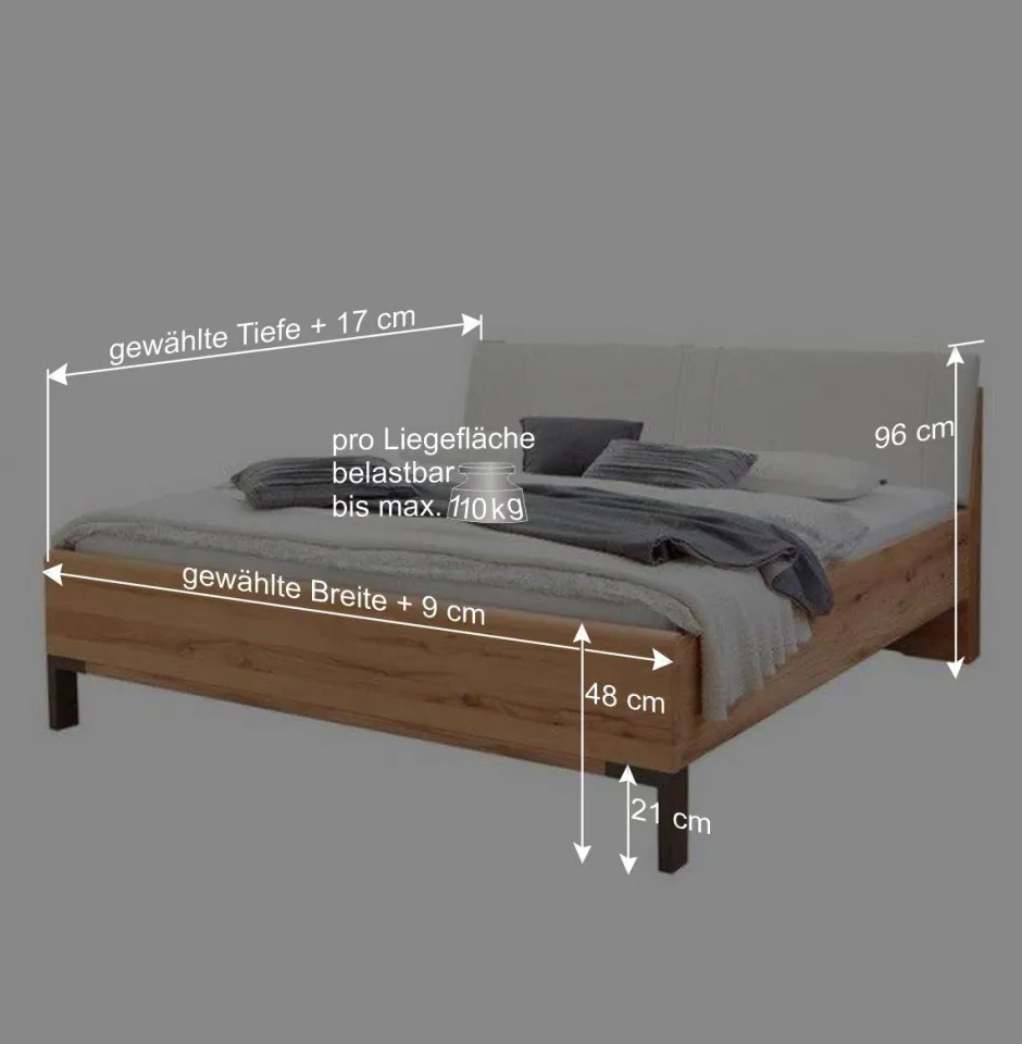 Wohnen Doppelbett Set mit Nachtkommoden - Krofun (dreiteilig)