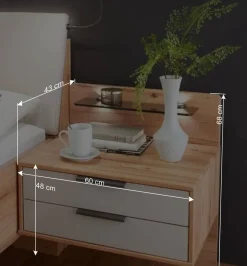 Wohnen Doppelbett Set mit Nachtkommoden - Krofun (dreiteilig)