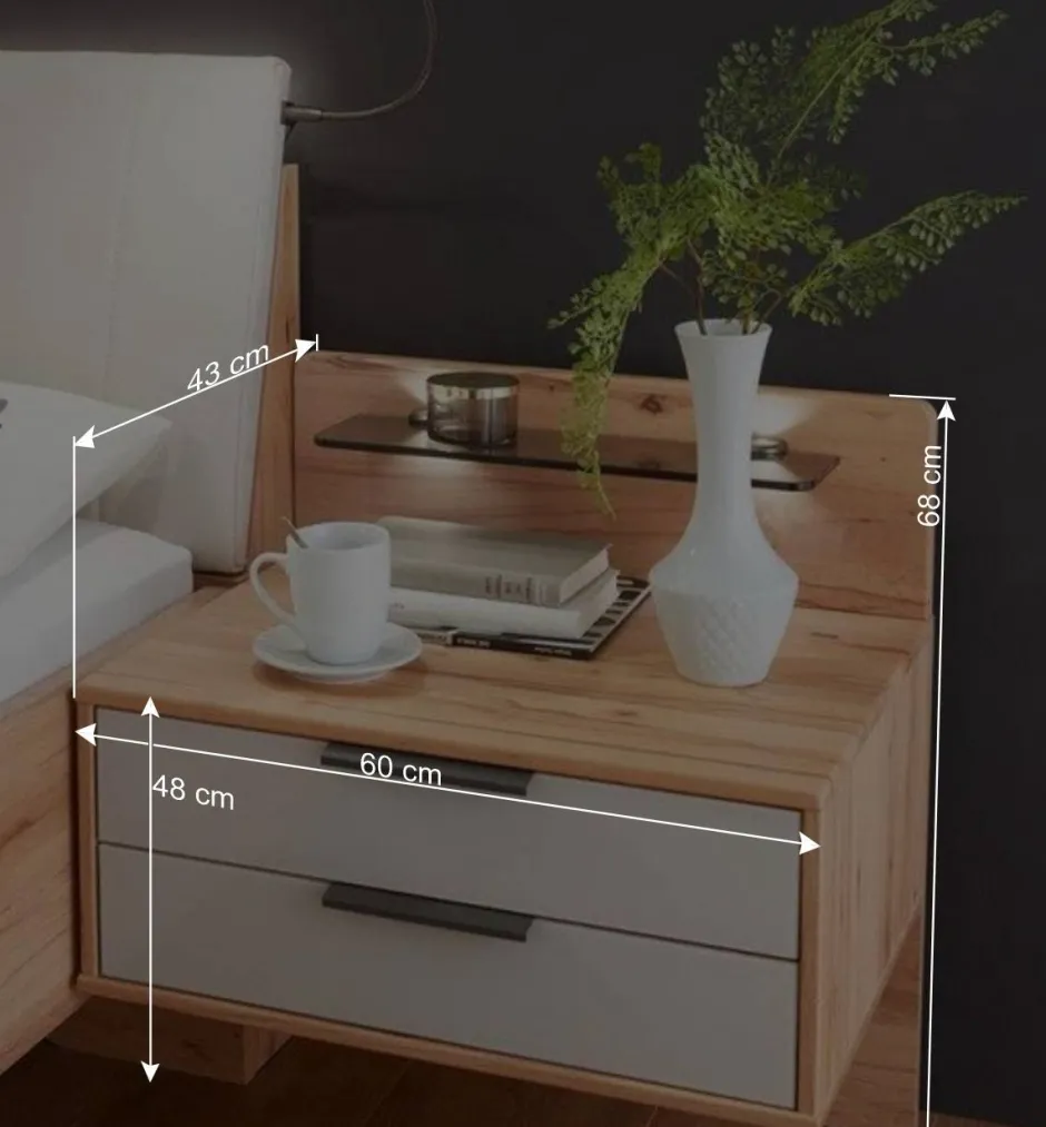 Wohnen Doppelbett Set mit Nachtkommoden - Krofun (dreiteilig)