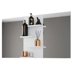 Doppelter Badspiegel mit Regal in Weiß - Ynvinata^Wohnen Best