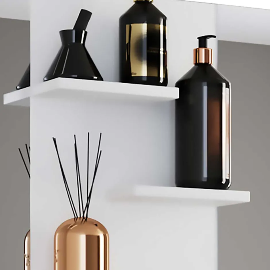 Doppelter Badspiegel mit Regal in Weiß - Ynvinata^Wohnen Best