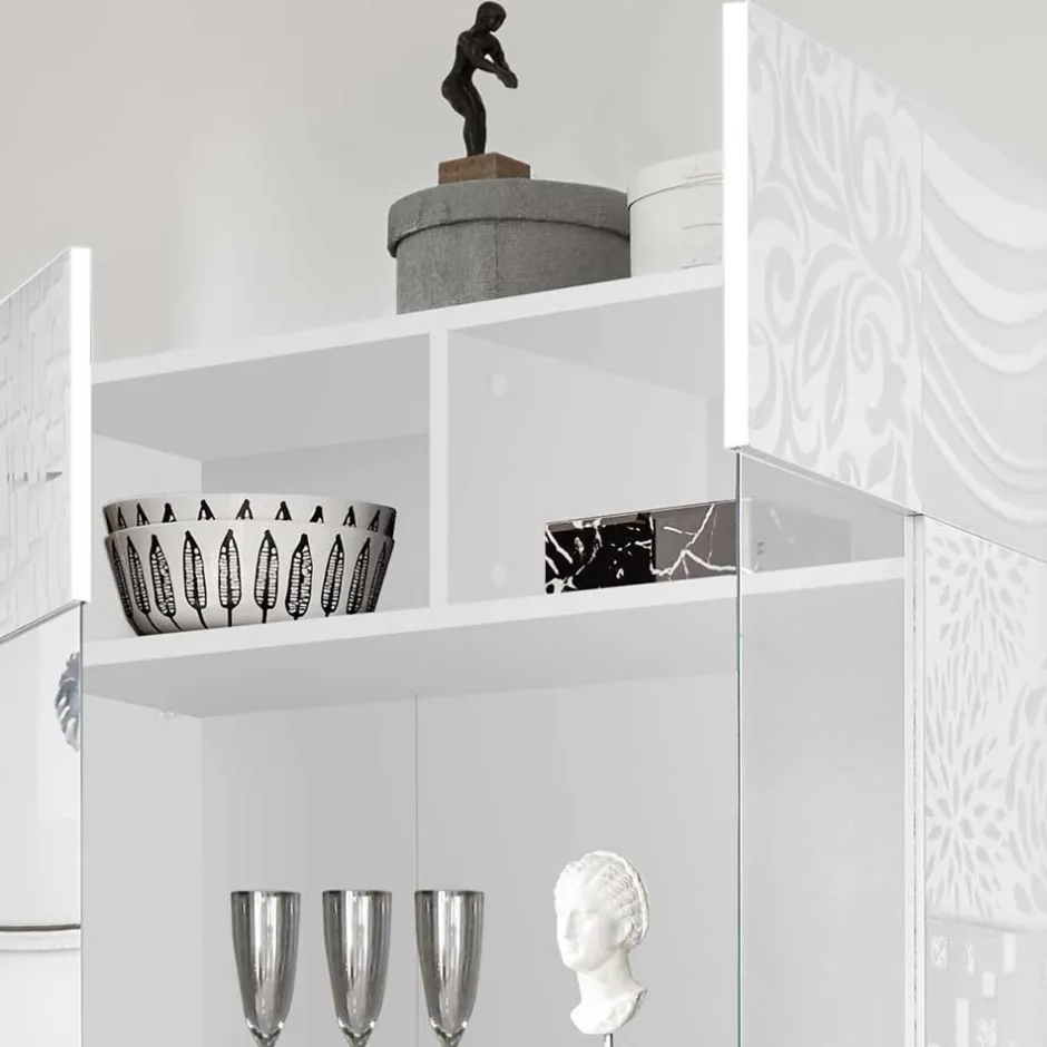 Wohnen Doppeltür Designvitrine in Weiß - Vascaub
