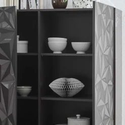 Doppeltür Kommode in Dunkelgrau Hochglanz - Kuriasna^Wohnen Clearance