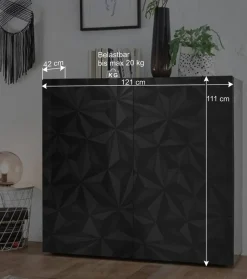 Doppeltür Kommode in Dunkelgrau Hochglanz - Kuriasna^Wohnen Clearance