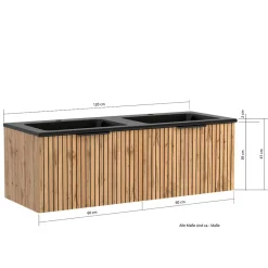 Wohnen Doppel-Waschkonsole mit schwarzen Becken - Crystoga