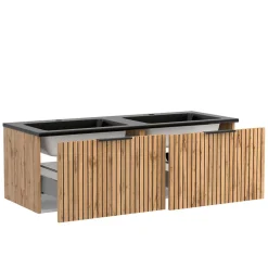 Wohnen Doppel-Waschkonsole mit schwarzen Becken - Crystoga