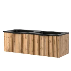 Wohnen Doppel-Waschkonsole mit schwarzen Becken - Crystoga