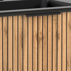 Wohnen Doppel-Waschkonsole mit schwarzen Becken - Crystoga