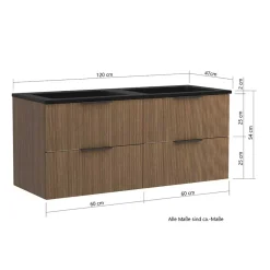 Wohnen Doppelwaschtisch mit schwarzem Becken - Ucaida