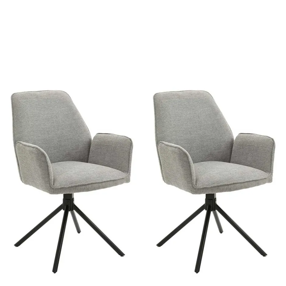 Wohnen Drehbare Armlehnen-Stühle in Grau - Satyno (2er Set)
