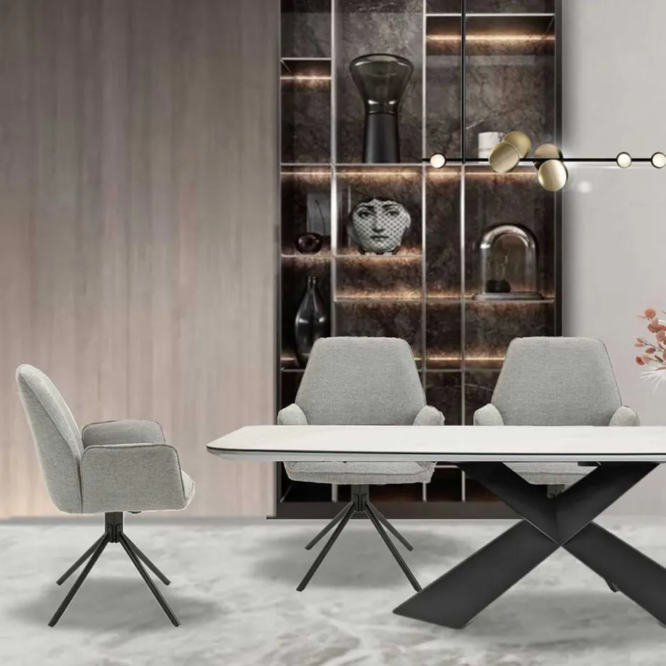 Wohnen Drehbare Armlehnen-Stühle in Grau - Satyno (2er Set)