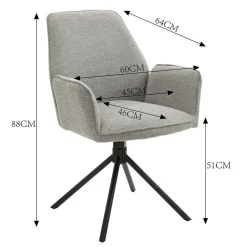 Wohnen Drehbare Armlehnen-Stühle in Grau - Satyno (2er Set)