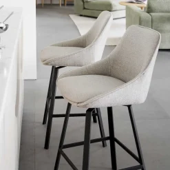 Wohnen Drehbare Barstühle in Beige - Taja (2er Set)