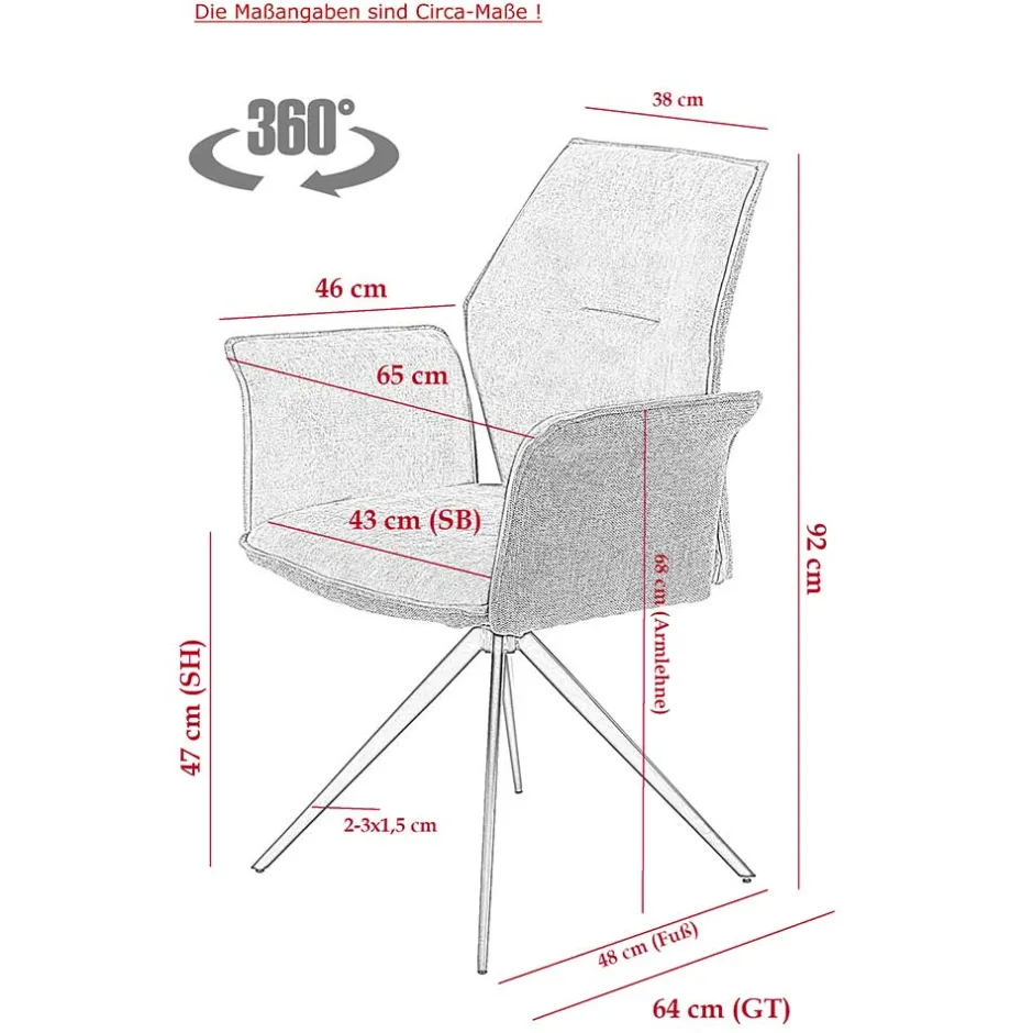 Drehbare Stühle mit Armlehnen - Vanencia (4er Set)^Wohnen Outlet