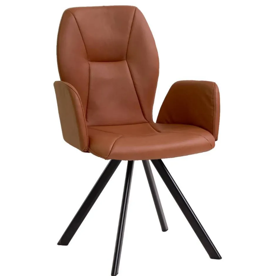 Drehbarer Armlehnenstuhl in Cognac Braun - Dymco^Wohnen Best