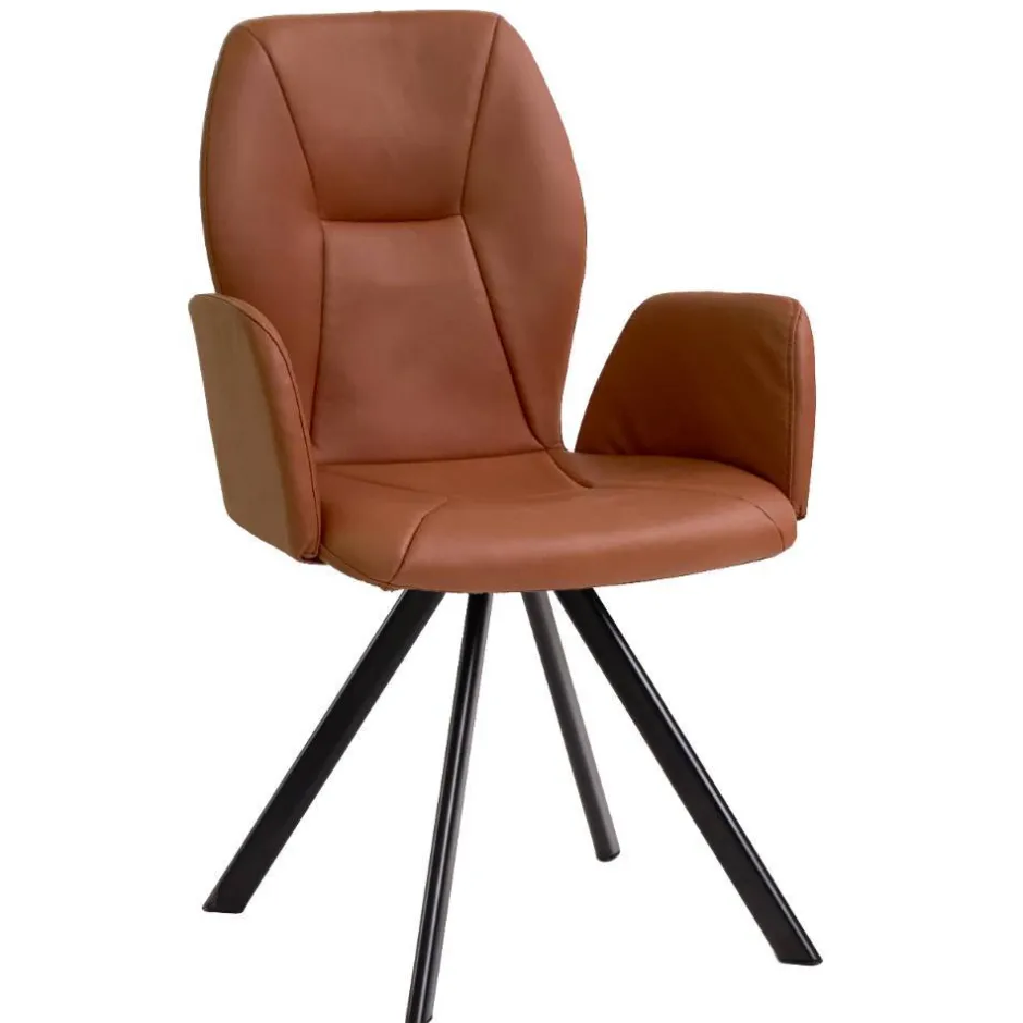 Drehbarer Armlehnenstuhl in Cognac Braun - Dymco^Wohnen Best